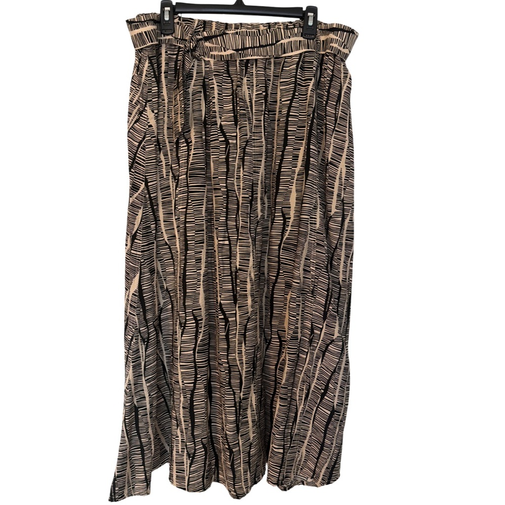 Nine West Black and Cream Striped Maxi Skirt
